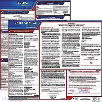 JJ KELLER Labor Law Poster Fed/STA NC SP 20inH 1yr, 36EV42
