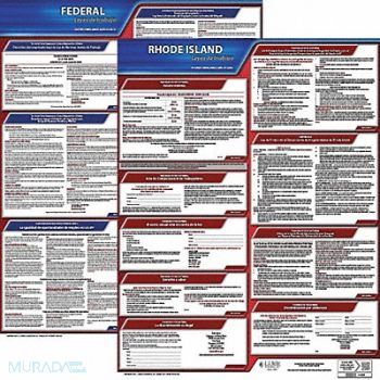 JJ KELLER Labor Law Poster Fed/STA RI SP 20inH 1yr, 36EV55