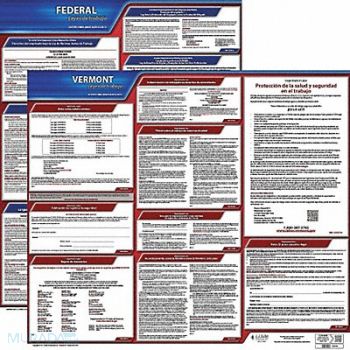 JJ KELLER Labor Law Poster Fed/STA VT SP 20inH 1yr, 36EV63