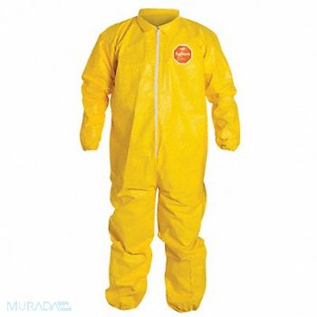 DUPONT D2251 Collared Coveralls Yellw 4XL PK12, 4LUF1