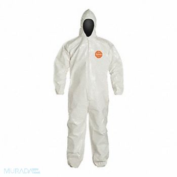 DUPONT Hooded Coverall Elastic White 7XL PK12, 29EX01