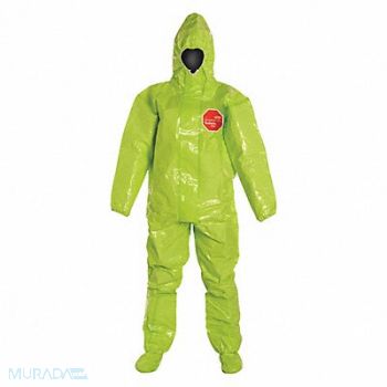 DUPONT Hooded Coverall w/Boots Lime XL PK2, 6EPC4