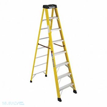 WERNER Stepladder Fiberglass 8 ft H 300 lb Cap, 29JV24