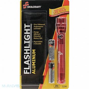 ABILITY ONE Handheld Flashlight Aluminum Red 110lm, 29NH54