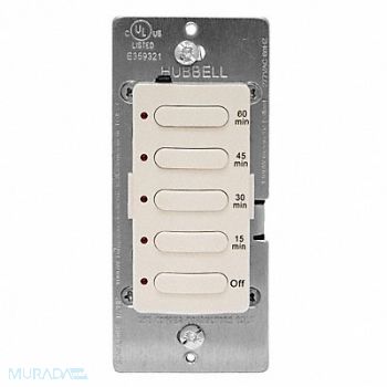 HUBBELL WIRING DEVICE-KELLEMS Timer Electronic 120/277V Light Almond, 29RW89