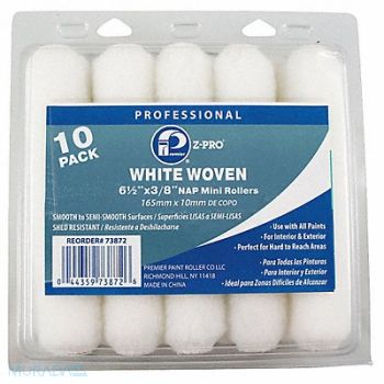 PREMIER Mini Roller 6 1/2 L 3/8 Nap Woven PK10, 29UT11