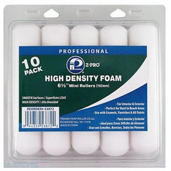 PREMIER Mini Roller 6 1/2 L No Nap Foam PK10, 29UT19