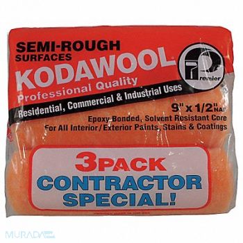 PREMIER Roller Cover 9 L 1/2 Nap Wool PK3, 29UT40