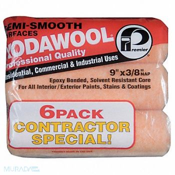 PREMIER Roller Cover 9 L 3/8 Nap Wool PK6, 29UT41