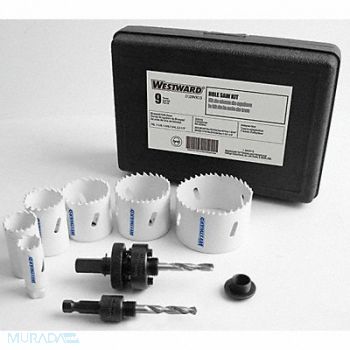WESTWARD Hole Saw Electricians Kit 9 pcs., 29VX13