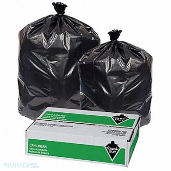 TOUGH GUY Trash Bags 32 gal Black PK50, 29WK96