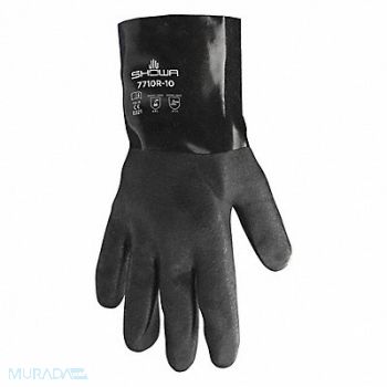SHOWA Chemical Resistant Gloves Black Sz L PR, 2AD35