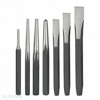 WESTWARD Punch and Chisel Set 7 Pc, 2AJB3