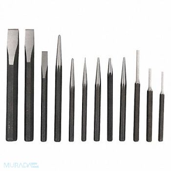 WESTWARD Punch and Chisel Set 12 Pc, 2AJB4