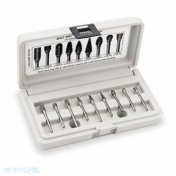 WIDIA METAL REMOVAL Carbide Bur Set 9 PC, 2C923