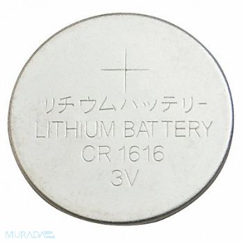 GRAINGER APPROVED Coin Battery Lithium 3VDC 1616, 2CUR6