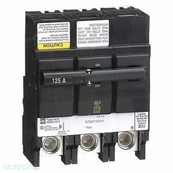 SQUARE D Circuit Breaker 125A Bolt On 120/240V 3P, 2DM83