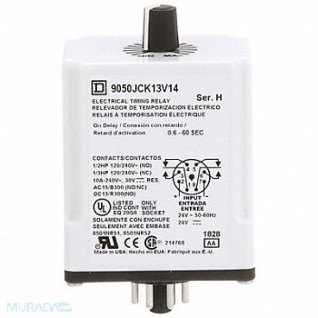 SCHNEIDER ELECTRIC Time Delay Relay 24VAC/DC 10A DPDT, 2DZ01