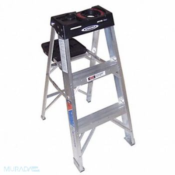WERNER Stepladder Aluminum 3 ft H 300 lb Cap., 2EJG8