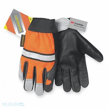 MCR SAFETY D1699 Leather Gloves XL Hi Vis Orange PR, 2ELJ2