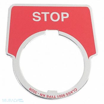 SCHNEIDER ELECTRIC Legend Plate Half Round Stop Red, 2EM54