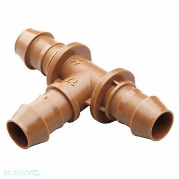 RAIN BIRD Tee 1/2 in Tubing Brown Plastic PK4, 2EMC6
