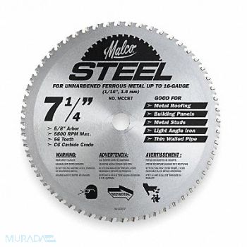 MALCO Crclr Saw Bld Crbde 7-1/4 In 56 Teeth, 2ETL1