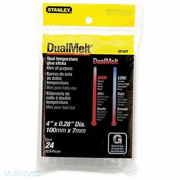 STANLEY Hot Melt Adhesive 1/4 Dia 4 L PK24, 2FDB9