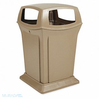 RUBBERMAID COMMERCIAL PRODUCTS D0237 Trash Can 45 gal Beige Plastic, 2FTE9