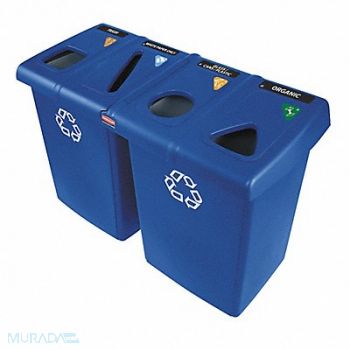 RUBBERMAID COMMERCIAL PRODUCTS Recycling Station Blue 92 gal., 2FTH9