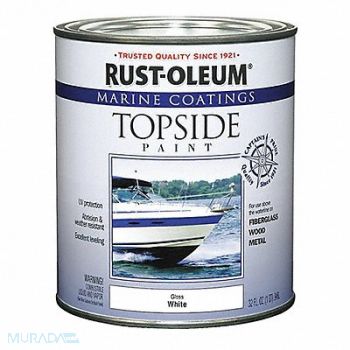RUST-OLEUM Topside Paint 1 qt White Alkyd, 2GXC5