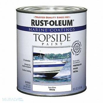 RUST-OLEUM Topside Paint 1 qt White Alkyd, 2GXC6