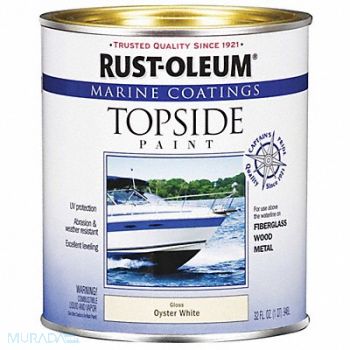 RUST-OLEUM Topside Paint 1 qt Oyster White Alkyd, 2GXC7