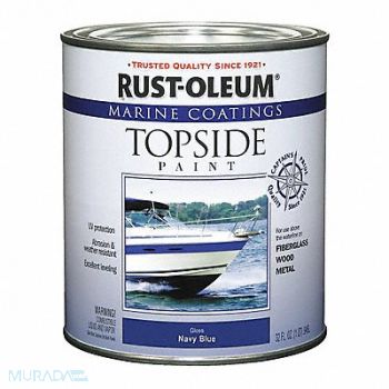 RUST-OLEUM Topside Paint 1 qt Navy Blue Alkyd, 2GXC8