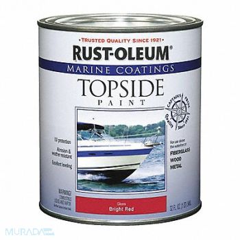 RUST-OLEUM Topside Paint 1 qt Bright Red Alkyd, 2GXD1