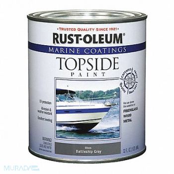 RUST-OLEUM Topside Paint 1 qt Battleship Gray Alkyd, 2GXD2
