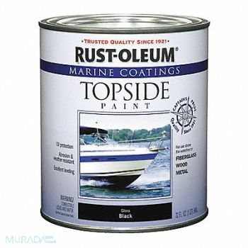 RUST-OLEUM Topside Paint 1 qt Black Alkyd, 2GXD3