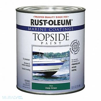 RUST-OLEUM Topside Paint 1 qt Deep Green Alkyd, 2GXD4