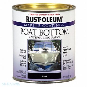 RUST-OLEUM Boat Antifouling Paint 1 qt Black Epoxy, 2GXD5