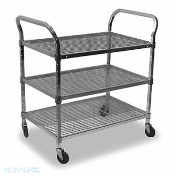 GRAINGER APPROVED Wire Cart 3 Shelf 36x24x39 Zinc, 2HDG4