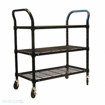 GRAINGER APPROVED Wire Cart 3 Shelf 60x24x39 Black, 2HDJ8