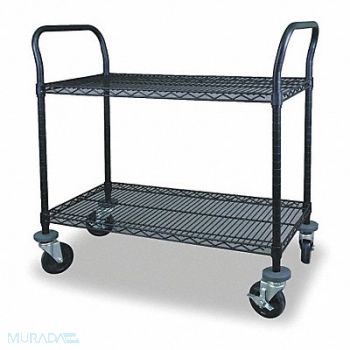 GRAINGER APPROVED Wire Cart 2 Shelf 48x18x39 Black, 2HDN7