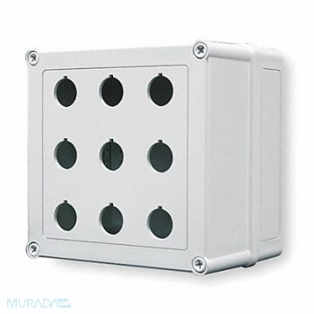 HOFFMAN Pushbutton Enclosure 22mm 9 Hole Plastic, 2HRW6