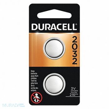 DURACELL Coin Battery Lithium 3VDC 2032 PK2, 2HYJ1