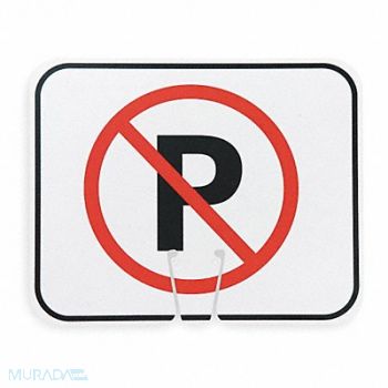 GRAINGER APPROVED Traffic Cone Sign Blk/Red No Parking, 2KCV5