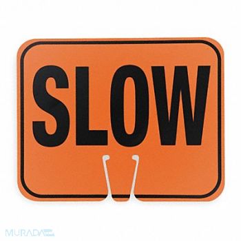 GRAINGER APPROVED Traffic Cone Sign Blk/Orng Slow Traffic, 2KCV6