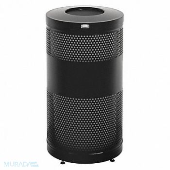 RUBBERMAID COMMERCIAL PRODUCTS Trash Can 25 gal Black Steel, 2KDJ7