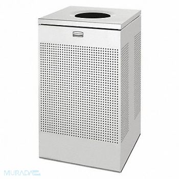 RUBBERMAID COMMERCIAL PRODUCTS Trash Can Square 20 gal Silver, 2KDR2