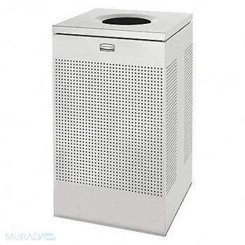 RUBBERMAID COMMERCIAL PRODUCTS Trash Can Square 20 gal Silver, 2KDR7
