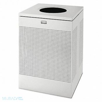 RUBBERMAID COMMERCIAL PRODUCTS Trash Can Square 40 gal Silver, 2KDR8